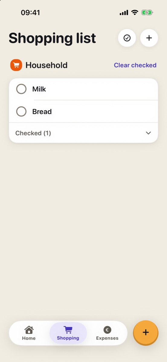 Lista de la compra de la casa con leche y pan
